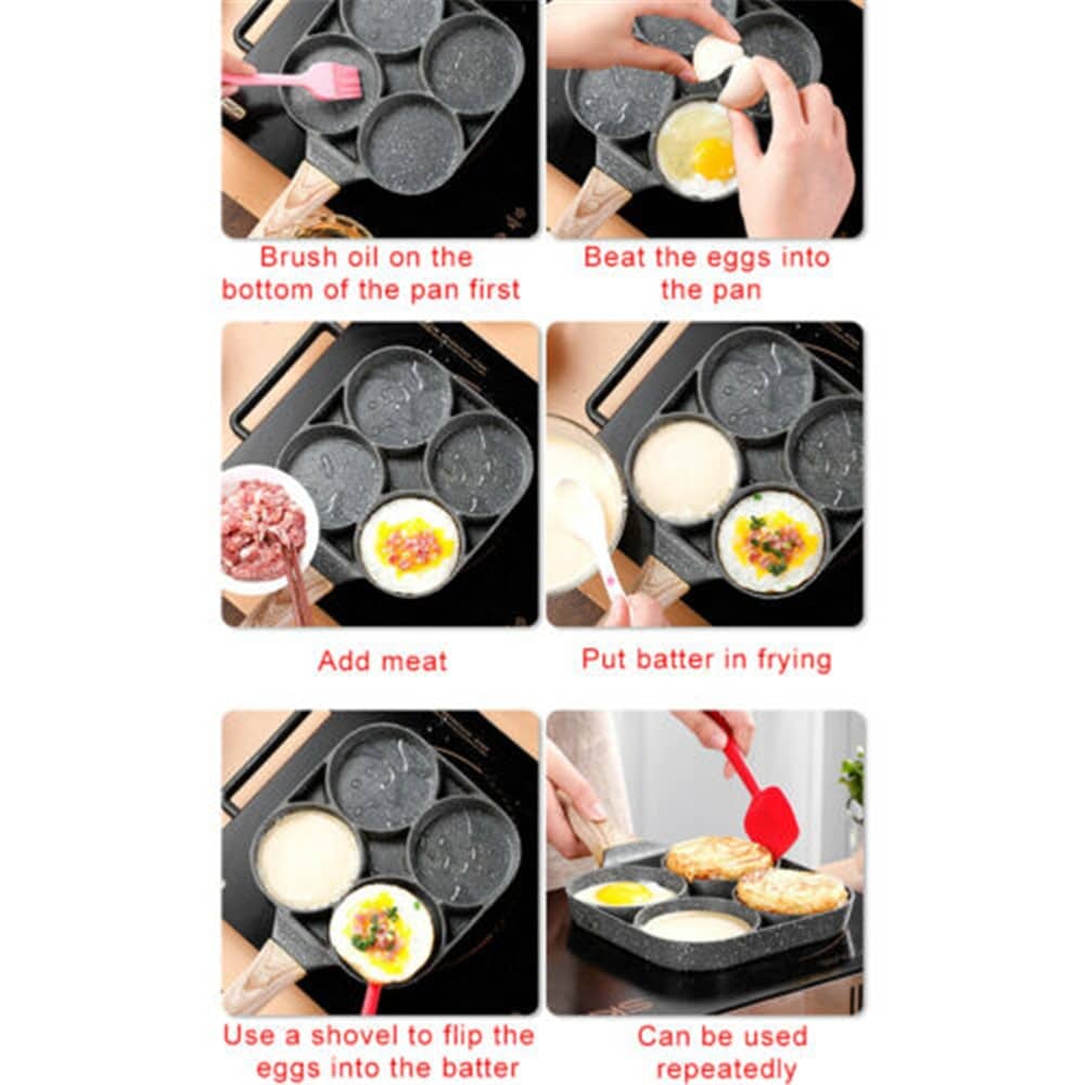 Four-hole Frying Pot Pan Thickened Omelet Pan Non-stick Egg Pancake Steak Pan Cooking Egg Ham Pans Breakfast Maker Cookware 5 Four-hole Frying Pot Pan Thickened Omelet Pan Non-stick Egg Pancake Steak Pan Cooking Egg Ham Pans Breakfast Maker Cookware 5