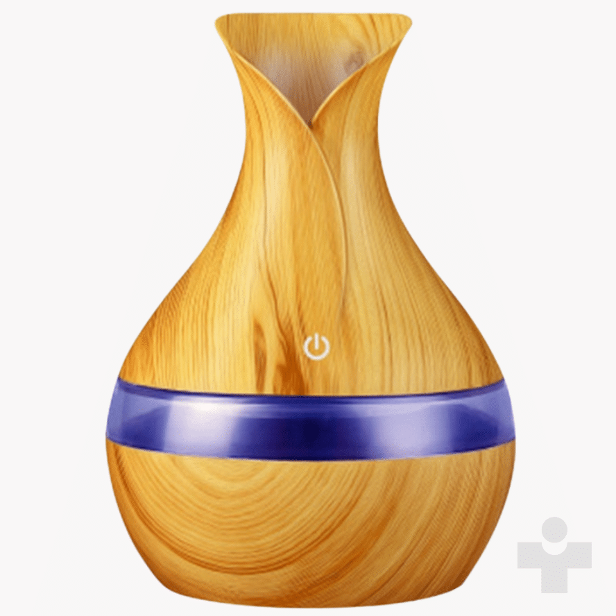 300 Ml Ultrasonic Air Humidifier Aroma Essential Oil Diffuser With Wood Grain 7 Color Changing Led Lights For Office Home