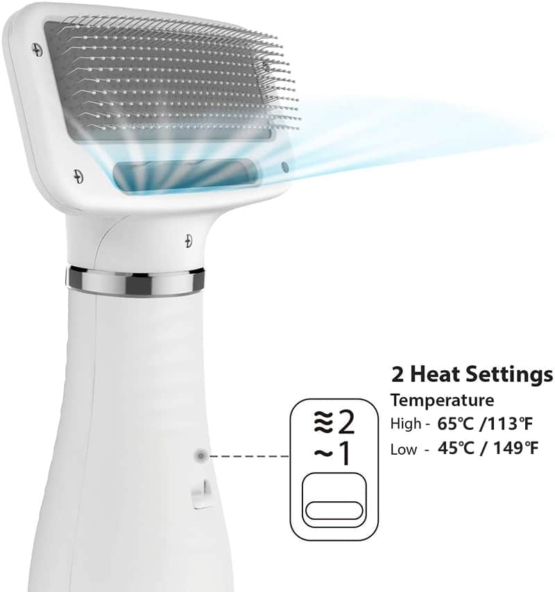 2 In 1 Dog Dryer Hair Blower Slicker Brush Adjustable Temperature Low Noise Fit Short Haired Medium Coated Pet Cats 2